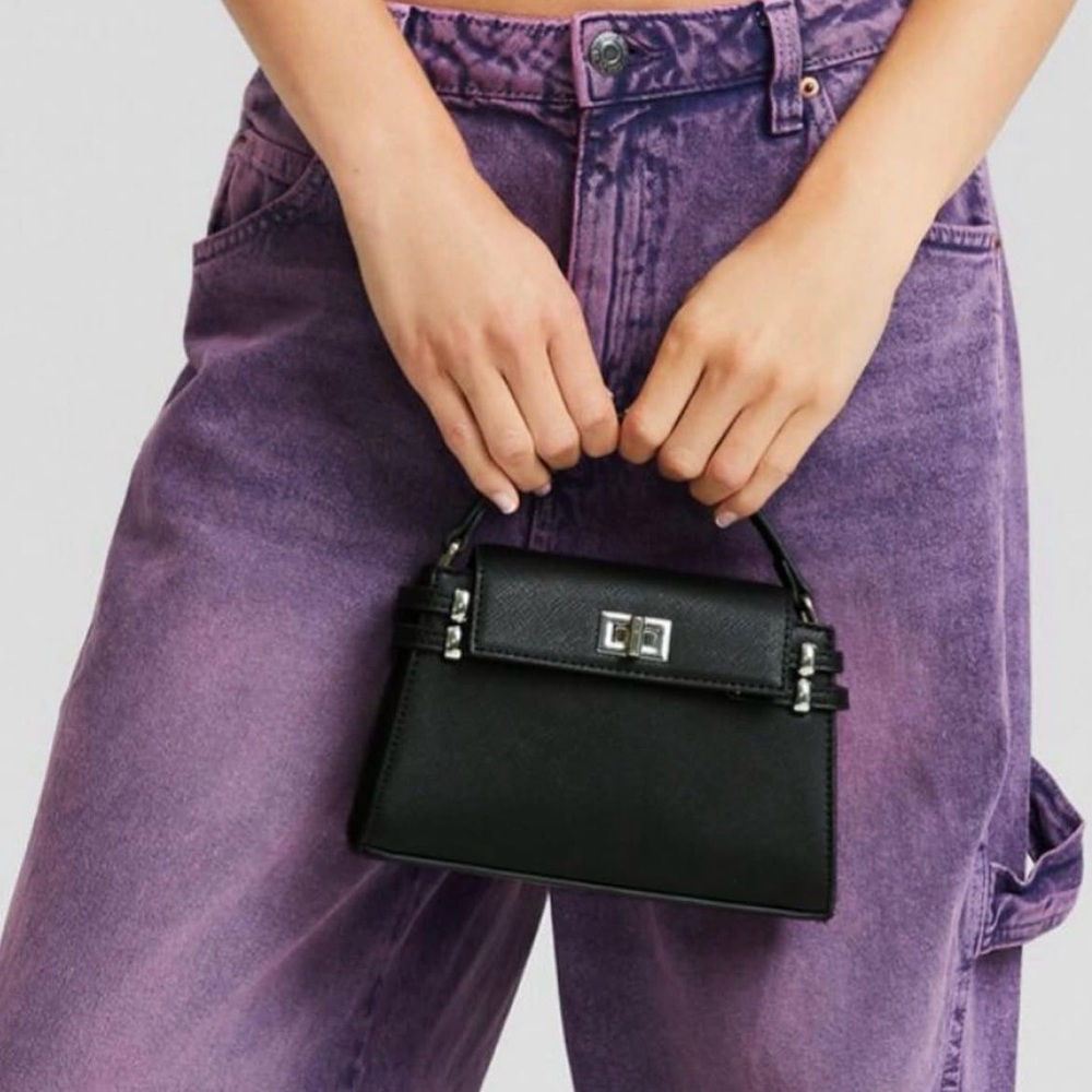 Bershka Black Purse with Crossbody Strap